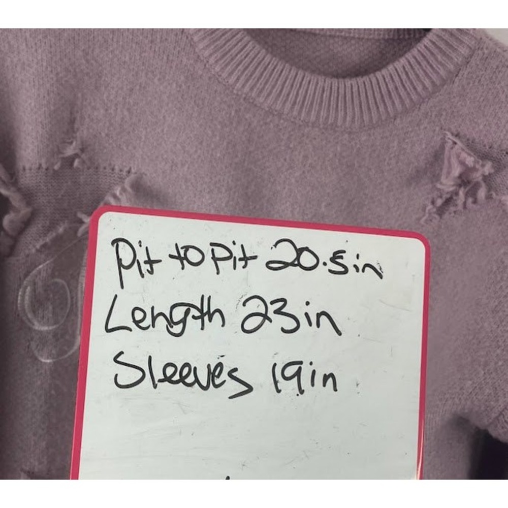 Distressed‎ Lavender Embroidered Pull Over Knit Shabby Chic Long Sleeve Sweater - Picture 11 of 11